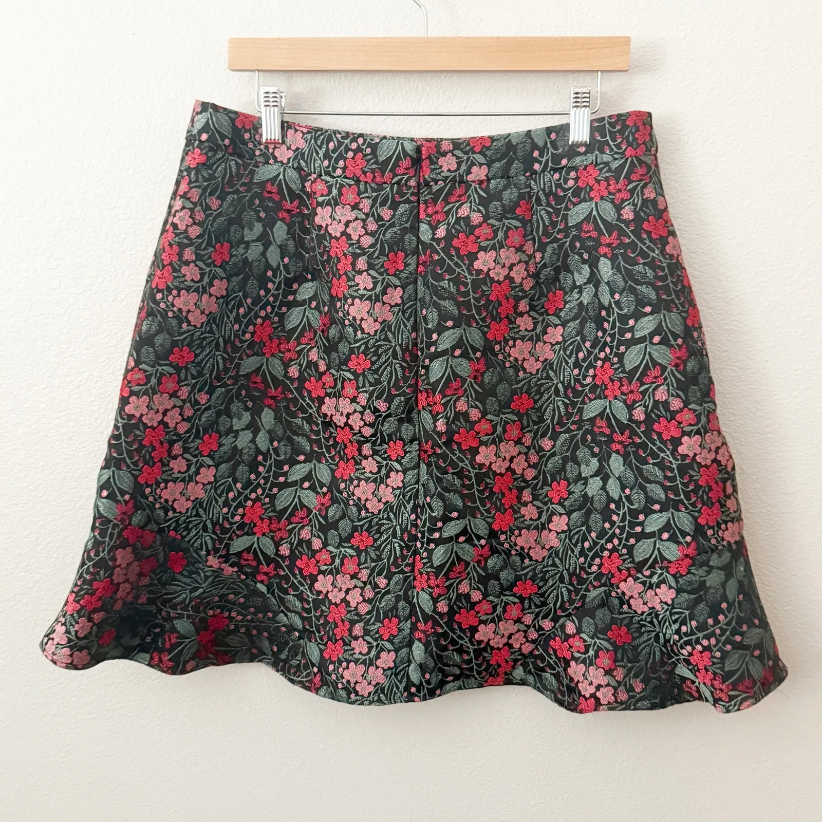HUTCH x ANTHROPOLOGIE | Asarte Floral Print Mini Skirt Black Red Pink Green | 14 - Image 3