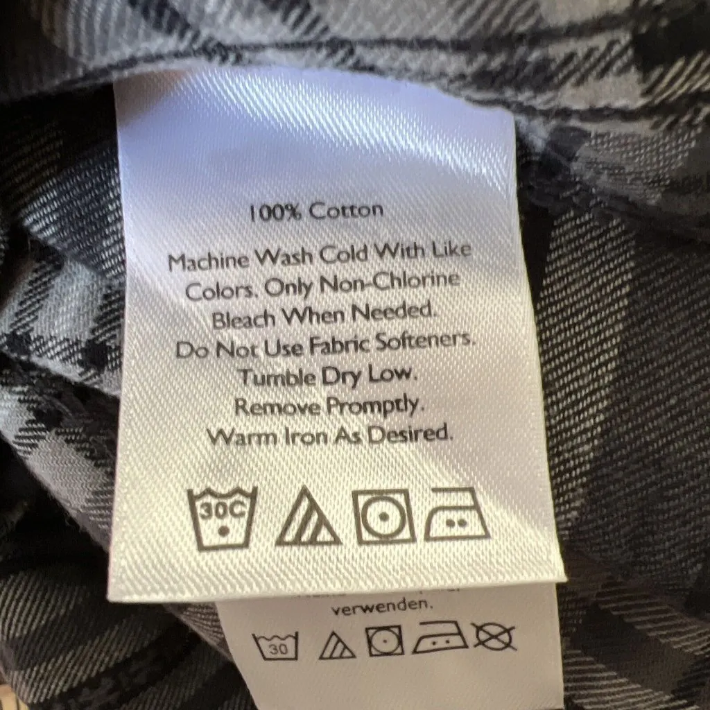 Eddie‎ Bauer Shirt Womens 2x Black Gray Plaid Long Sleeve Campcore Cabincore - Image 8