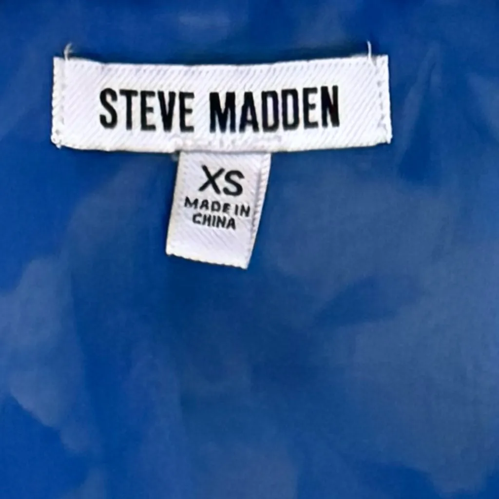 Steve Madden Blue Floral Smocked Crop Top Sleeveless Ruched Blouse Size XS - Image 10