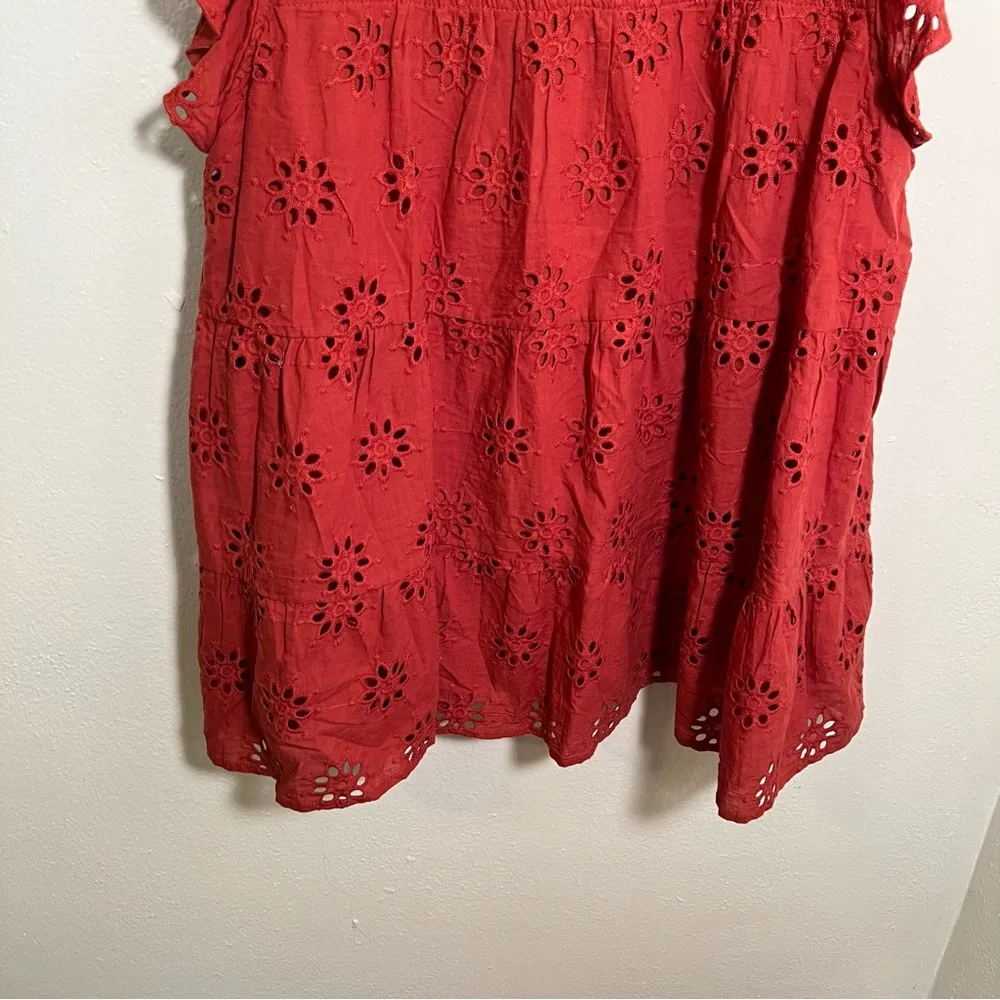 Entro Eyelet Lace Blouse Burnt Orange L - Image 6