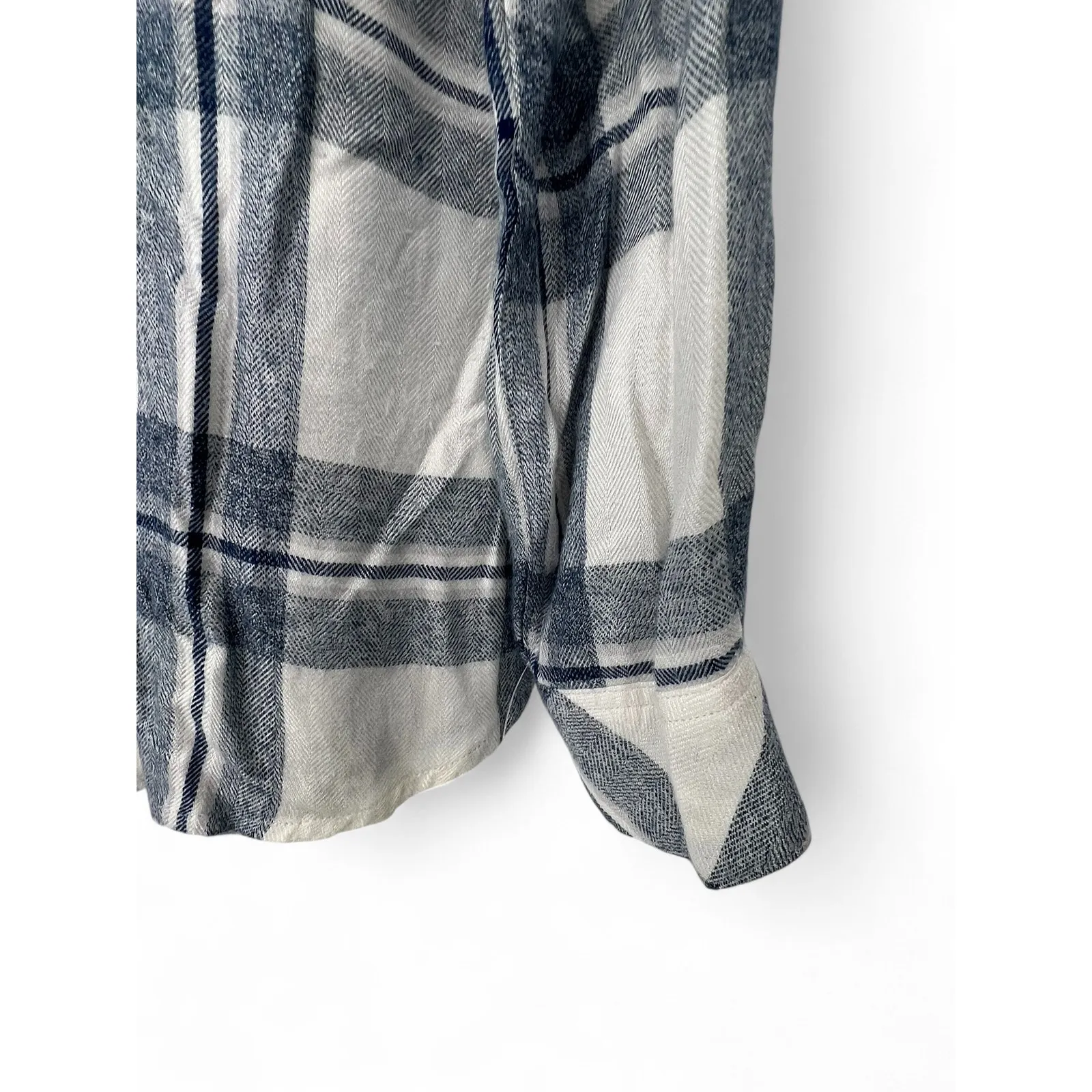 RAILS | L | Flannel Button Up Down Shirt Top Blouse Plaid Womens Navy White - Image 4