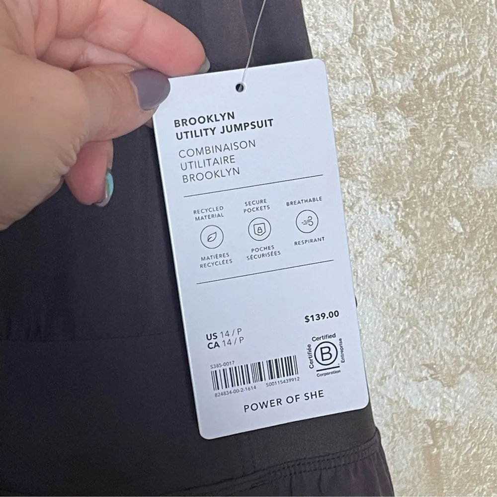 ATHLETA BROOKLYN UTILITY BAGGY JUMPSUIT Relax fit Color Shale Dusty Purple 14P - Image 14