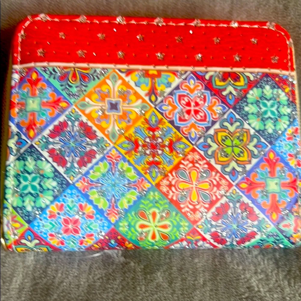 Vibrant Red and‎ Blue Quilted Wallet - Image 6