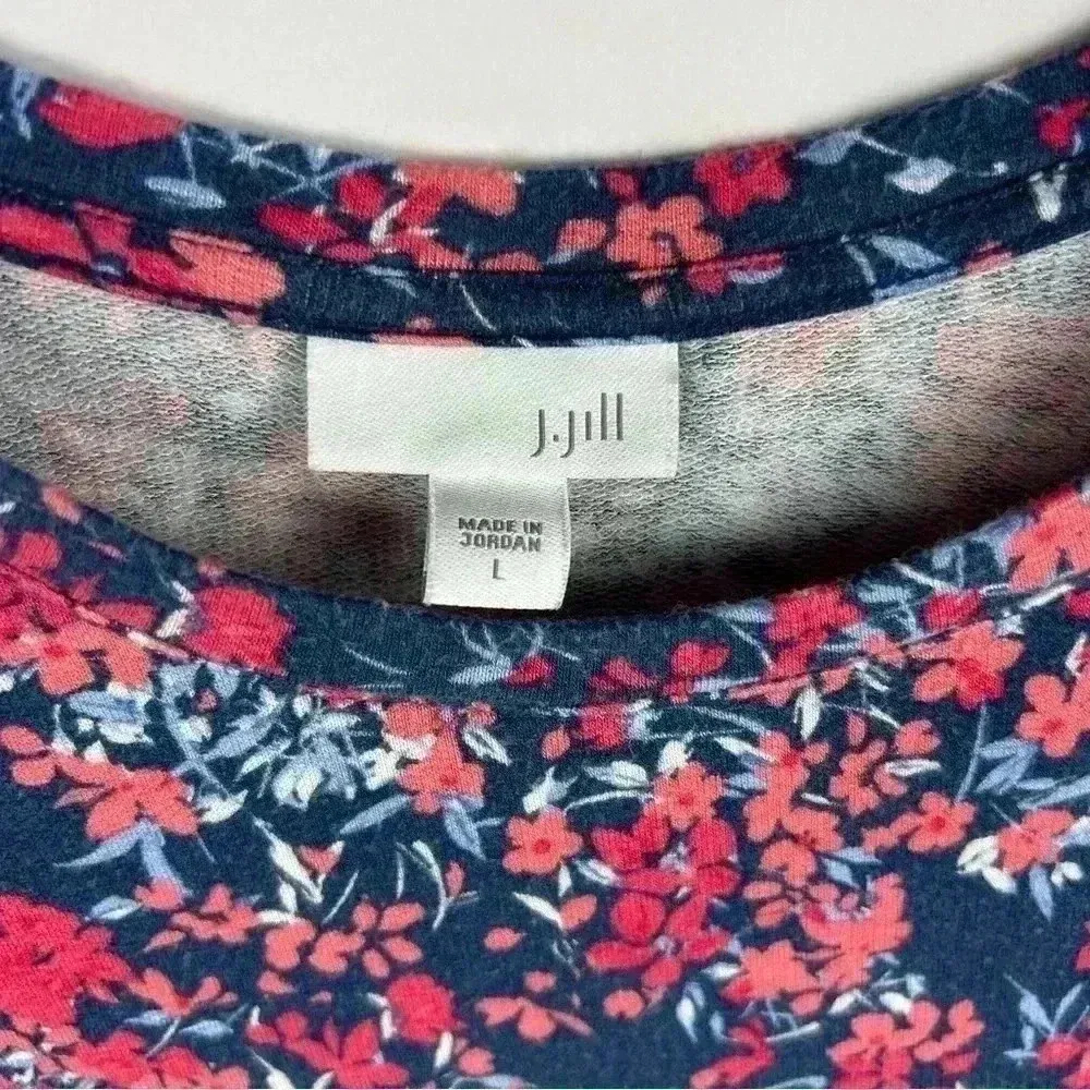 J. Jill Women's Floral Long Sleeve Blouse Blue/pink Size L - Image 3