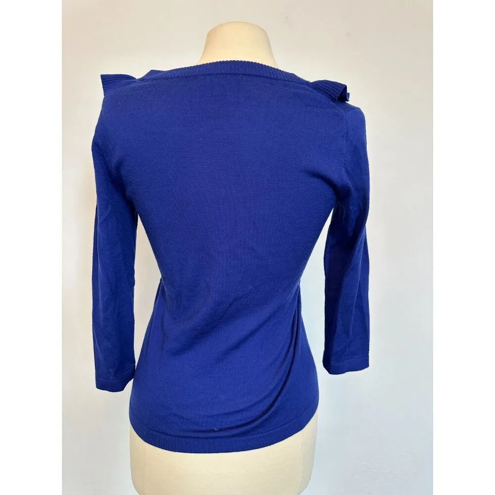 Banana Republic Extra Fine Merino Rich Blue Top Size Small - Image 6