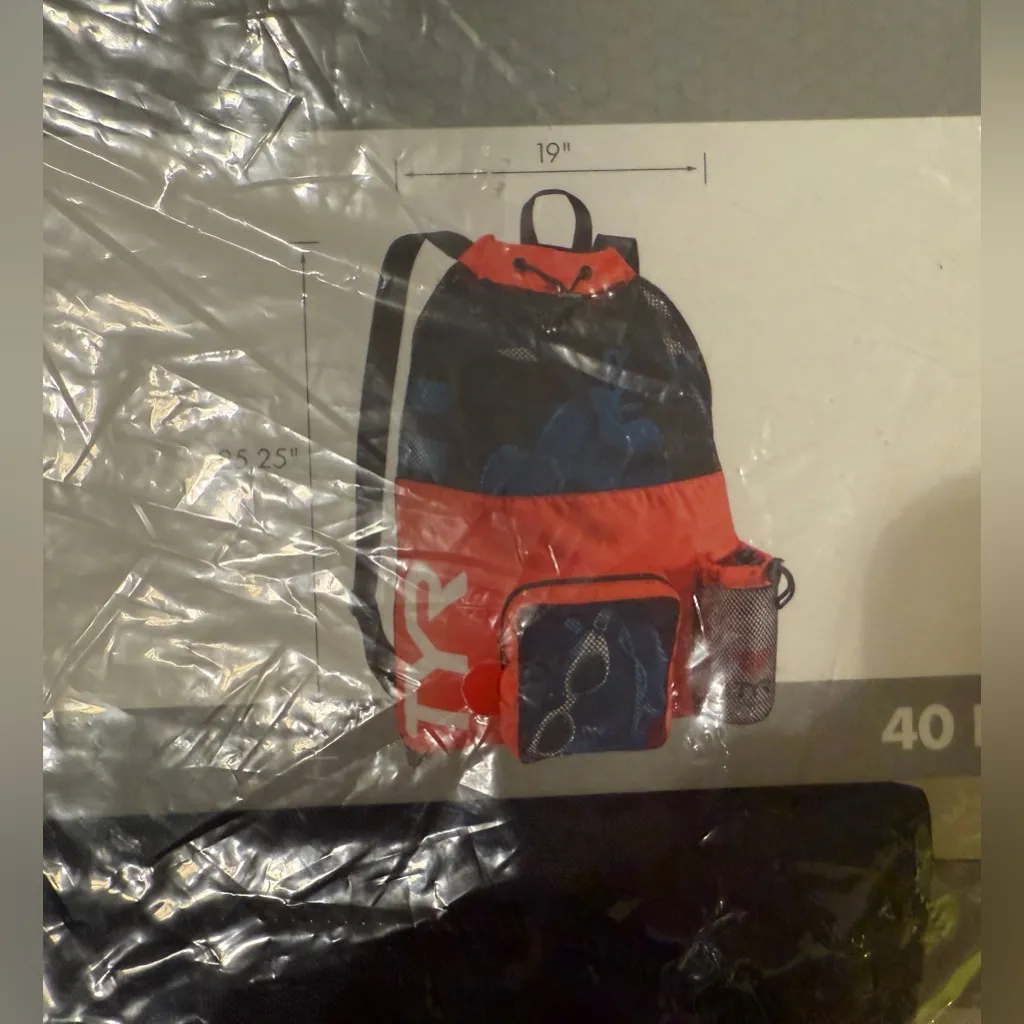TYR 40L Alliance Big Mesh Mummy Backpack Black New In Package 25.5H X 19” W Red - Image 3