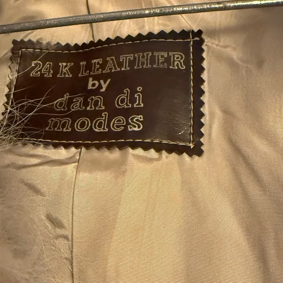 Vintage 24 K Leather By Dan‎ Di Modes Leather Coat with Real Fur Collar Size L - Image 7