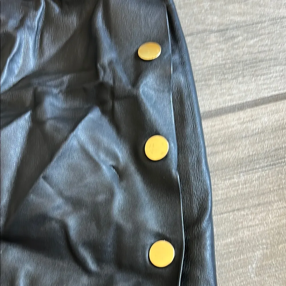 Tamara Mellon Black Leather Pencil Skirt Size 2 - Image 3