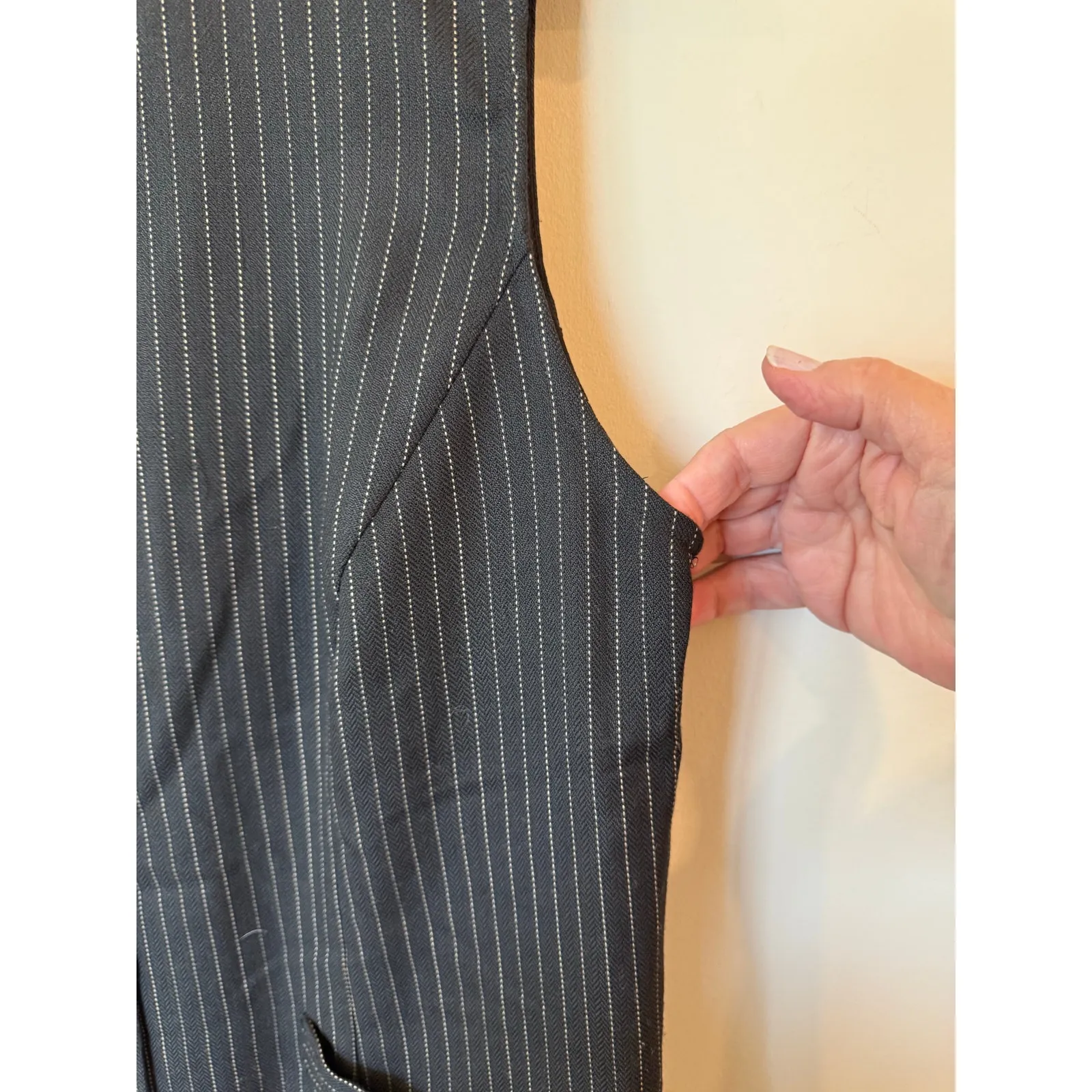 Croft & Barrow Sleeveless Button Up V-Neck Shirt Dress Striped Black Women's 10 - Image 4