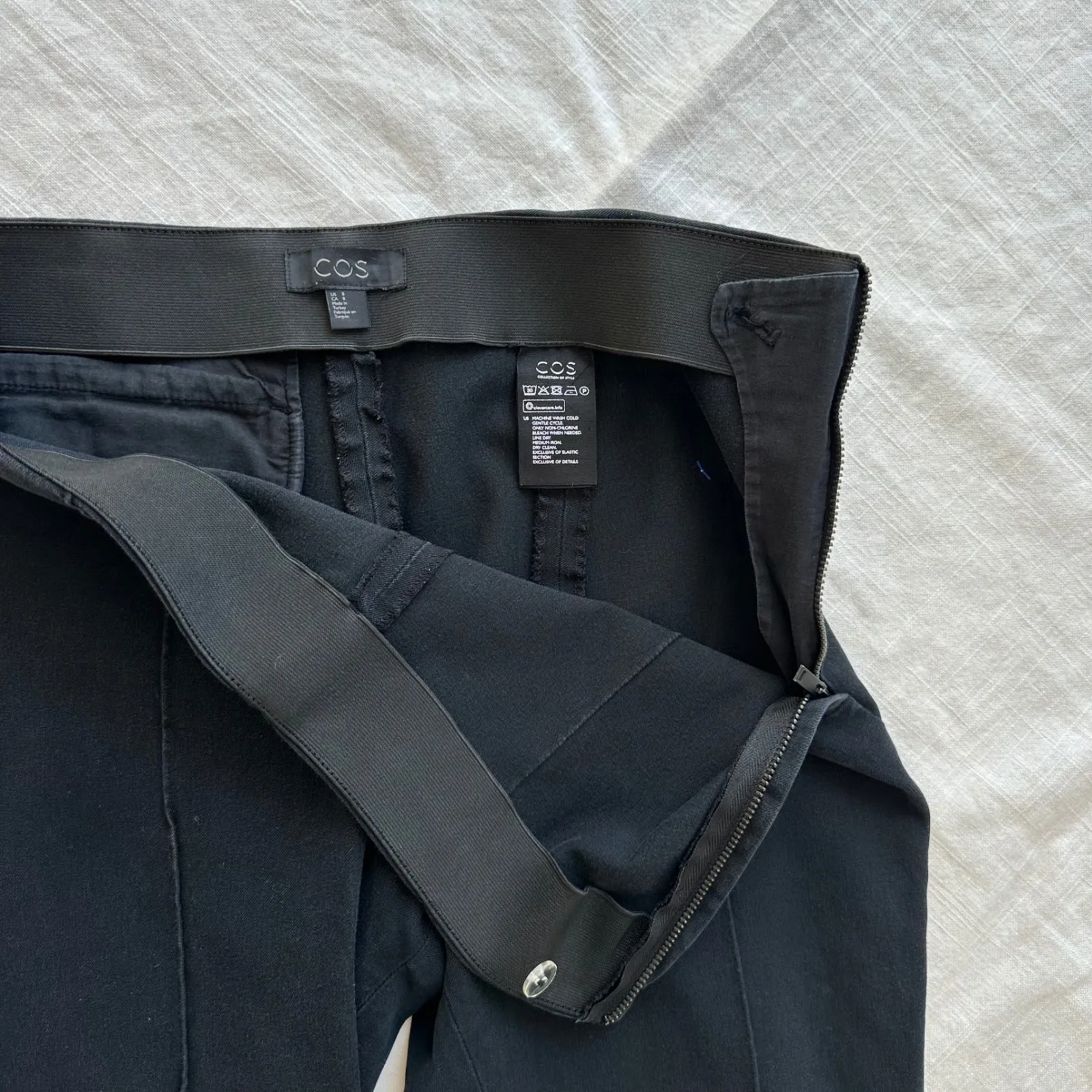 COS Womens Black Cropped‎ Straight Leg Pants Trousers Elastic Waist Casual - Image 3