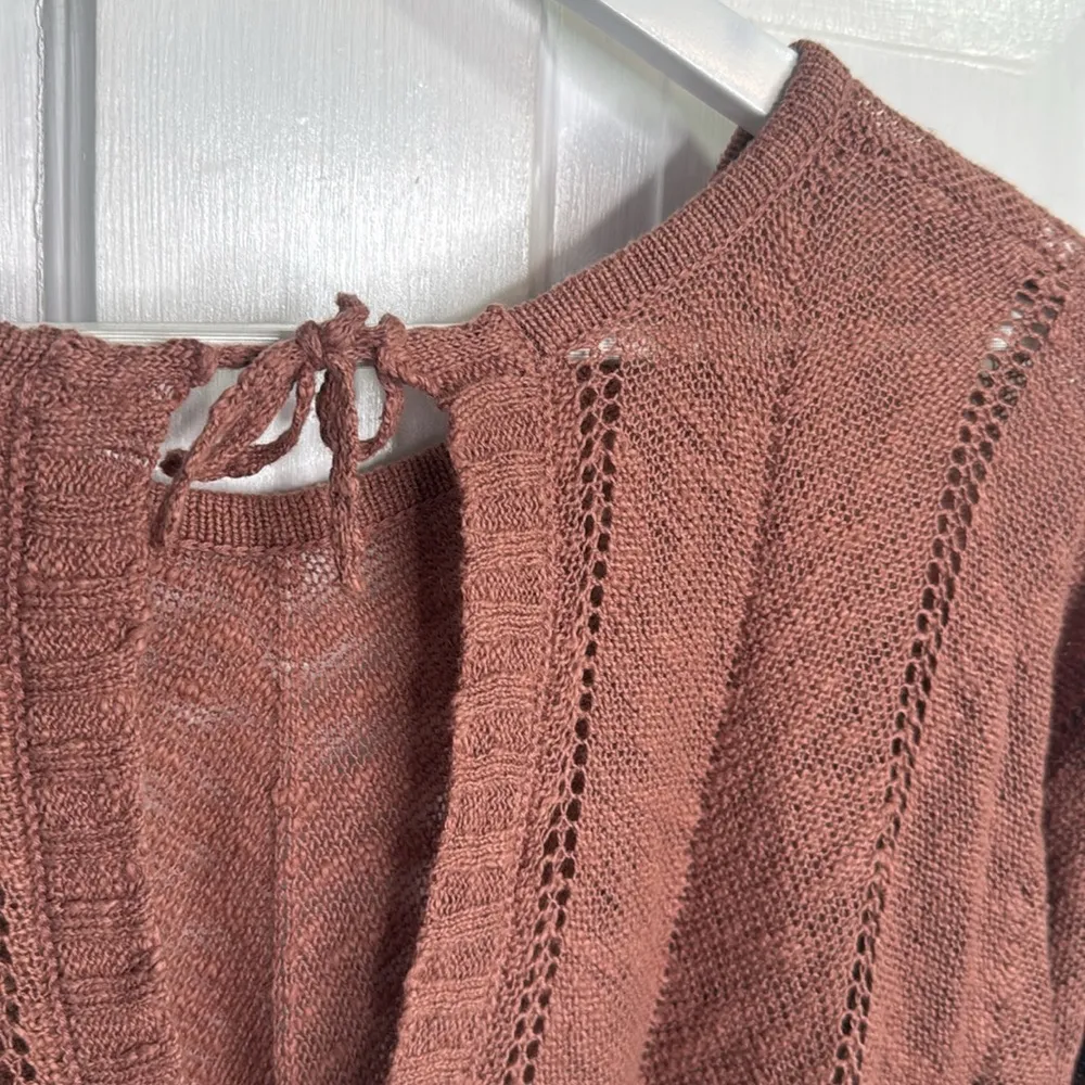 Anthropologie Adelina Tie Back Sweater Knitted & Knotted Dusty Rose W1258 Sz S - Image 6