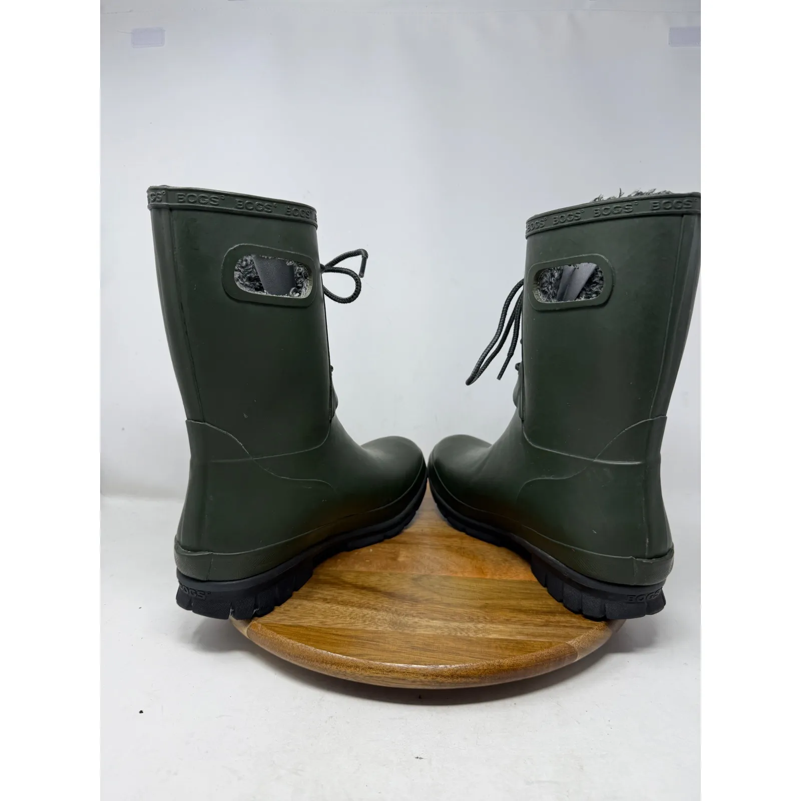 Bogs Women Amanda Plush Waterproof Boots Green Faux Fur Lined Lace Up Size 9 - Image 9