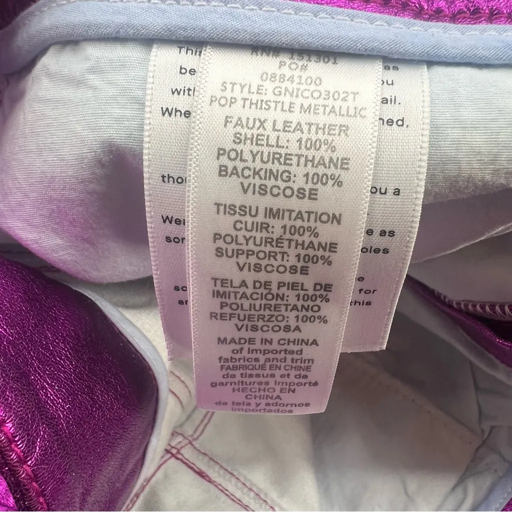 Good American Good Icon Metallic Faux Leather Pants Straight Leg Thistle Purple - Image 7