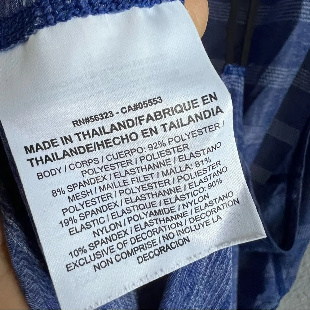 Nike Elastika Elevate Logo T-Back Tank Blue Stripe Lightweight Medium - Image 10