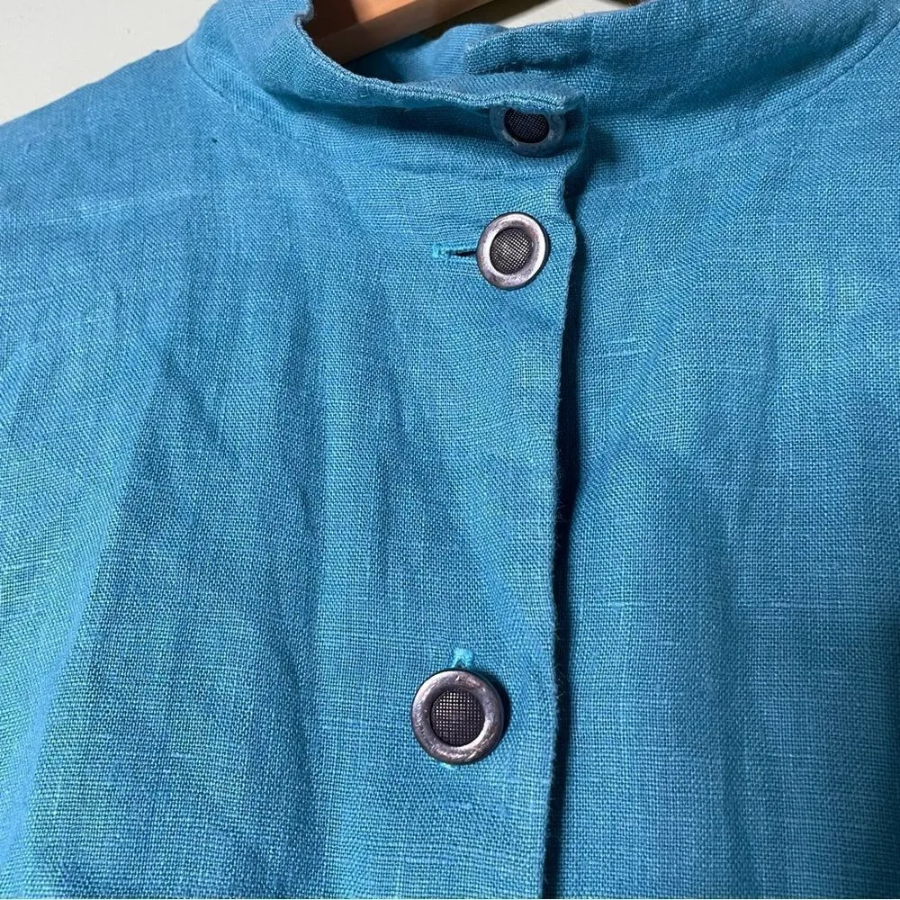 Lagenlook Blue 100% Linen Studio Shacket by ITEMZ‎ Chris Baumgartner One Size Size undefined - Image 2