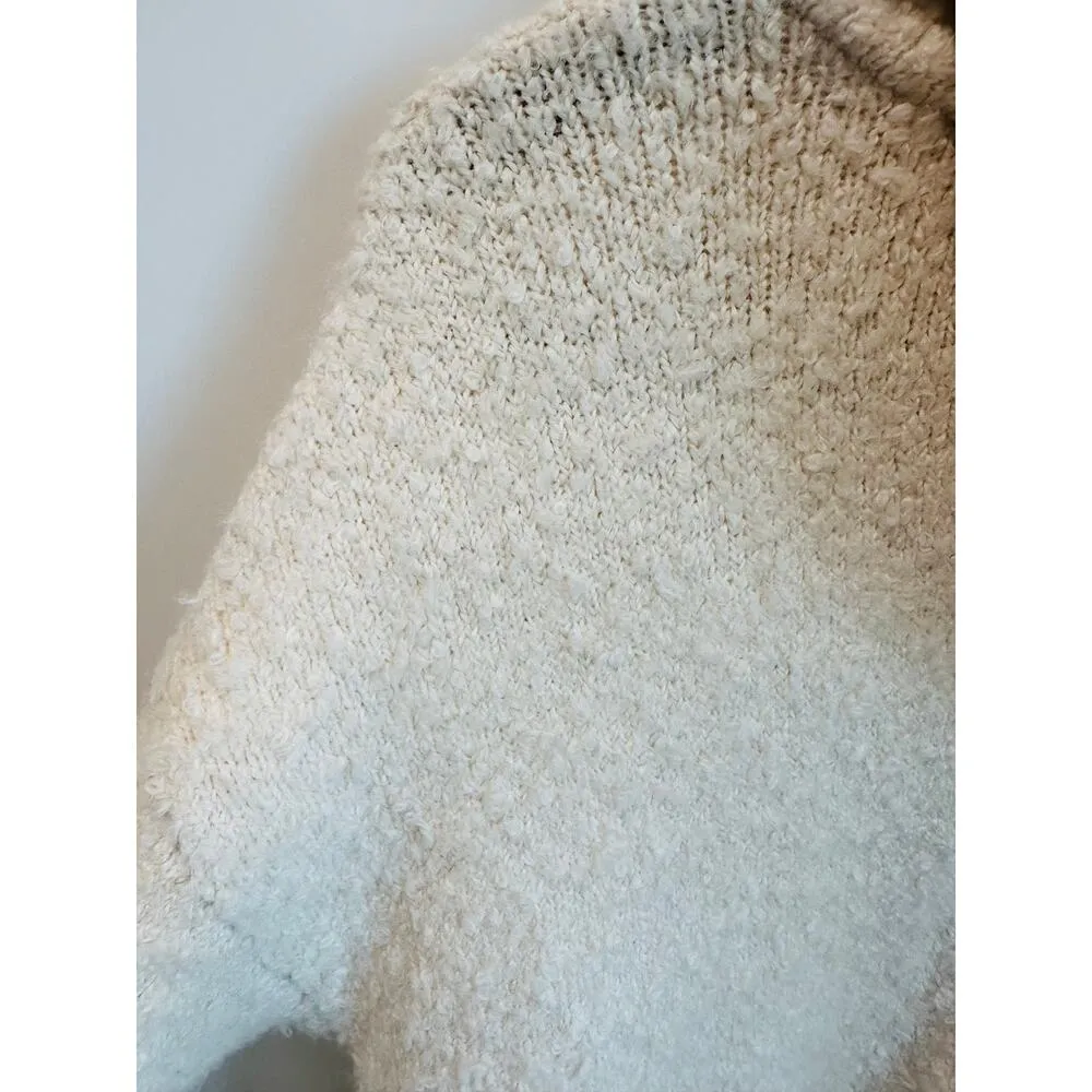 GAP Fuzzy Oversized Hoodie jacket Cream Size Small Button up Cozy Beach Coastal - Image 10