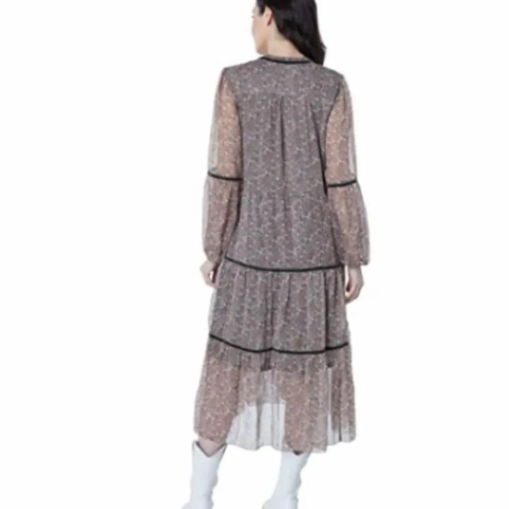 Lucky Brand Womens Bohemian Tiered Maxi Dress in black multi sz xs - Image 8