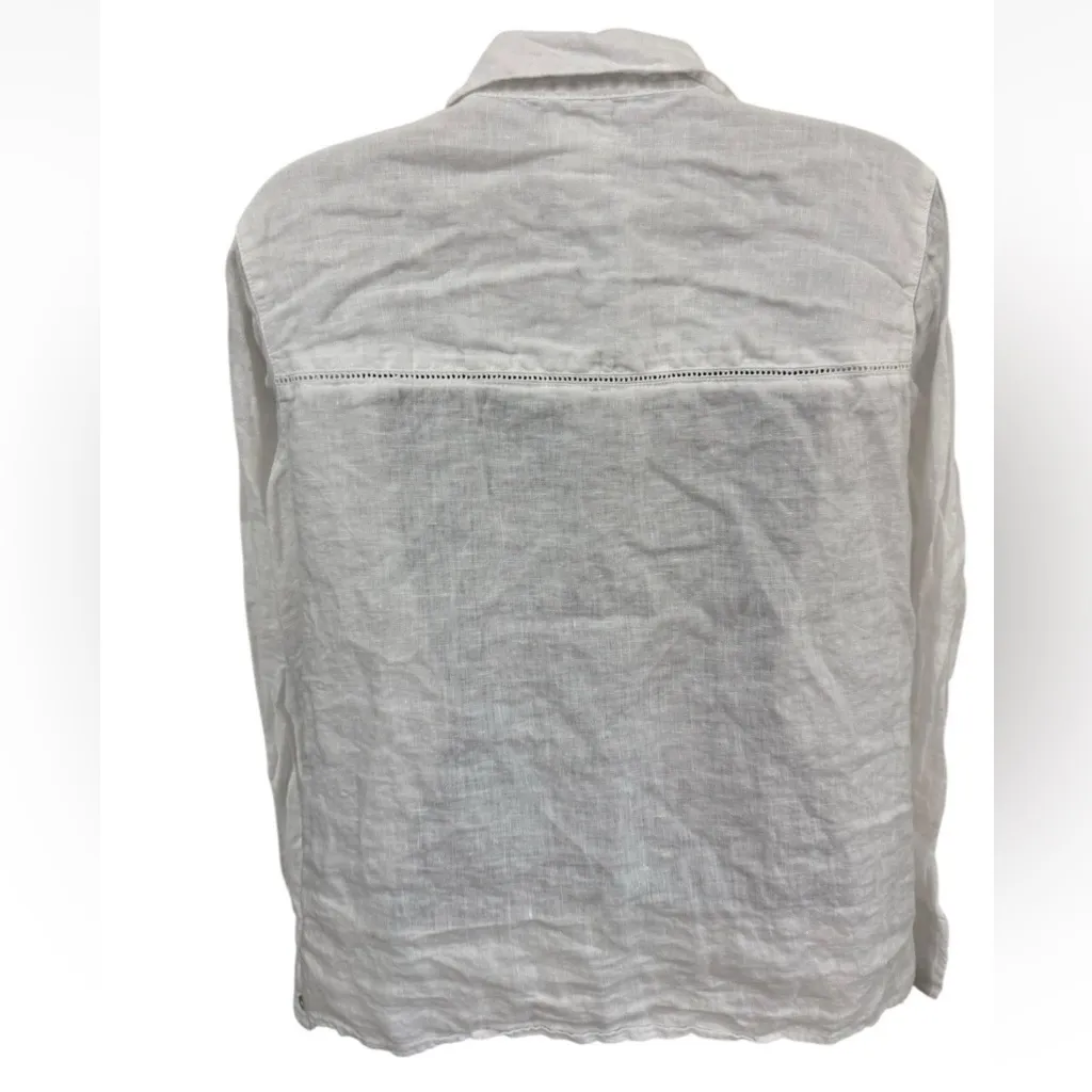 Joie Womens Linen Top Long Sleeve Button Down White Size L - Image 7