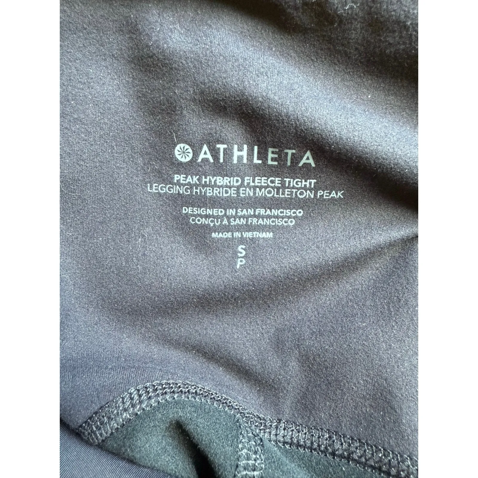 $108 New Athleta Peak Hybrid Fleece Tight - Black - Small - Image 10