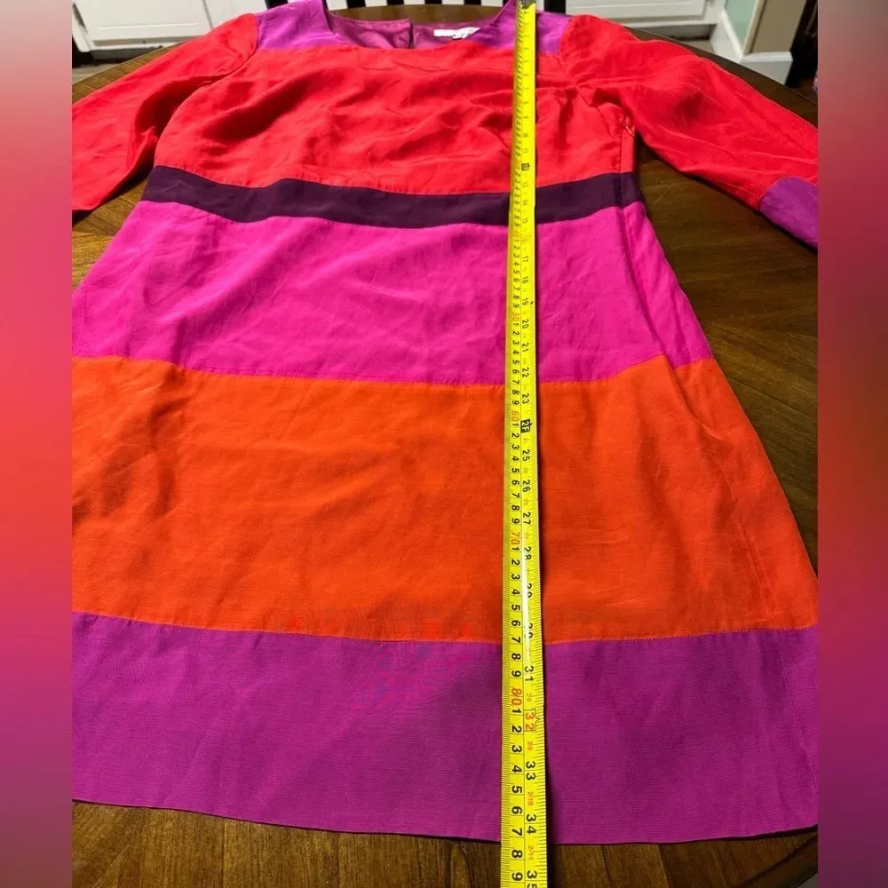 Boden Colorblock Shift Dress 3/4 Sleeve Viscose Office Preppy Career Size 10R Pink - Image 6