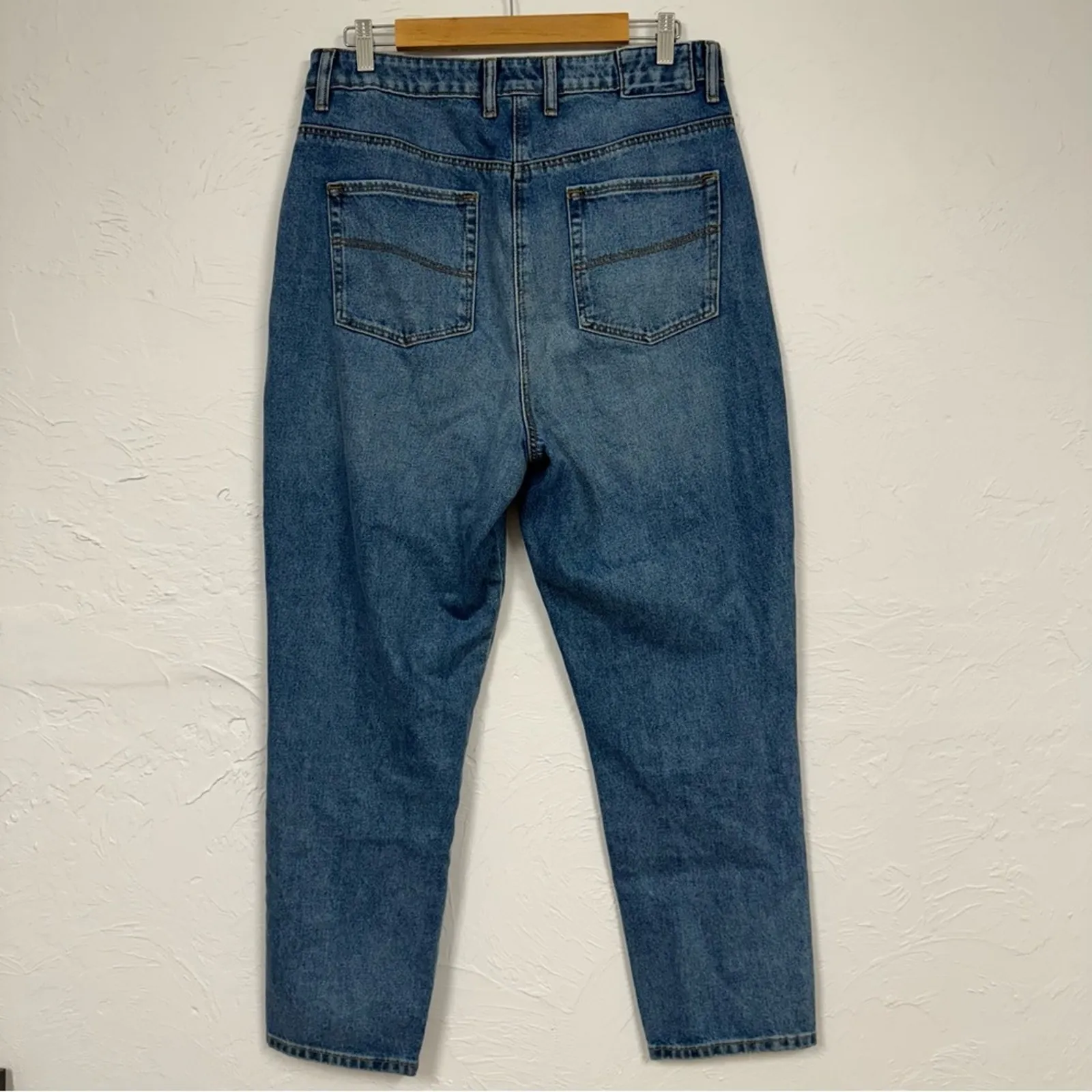 ASOS Collusion Mom Jeans High Rise Straight Leg Womens 32 Blue Medium Wash - Image 8