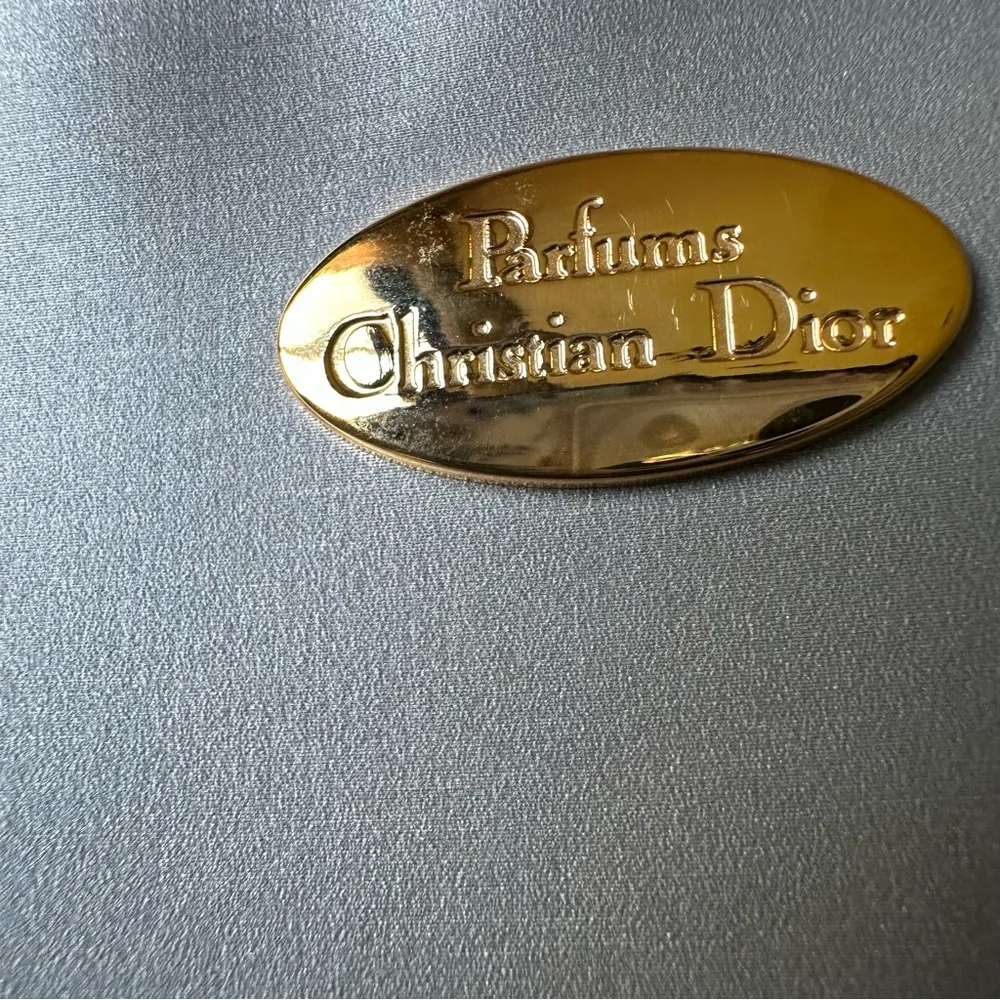 CHRISTIAN DIOR Parfums Perfume Cosmetic Makeup Bag Small Silver Gold Tone - Image 8