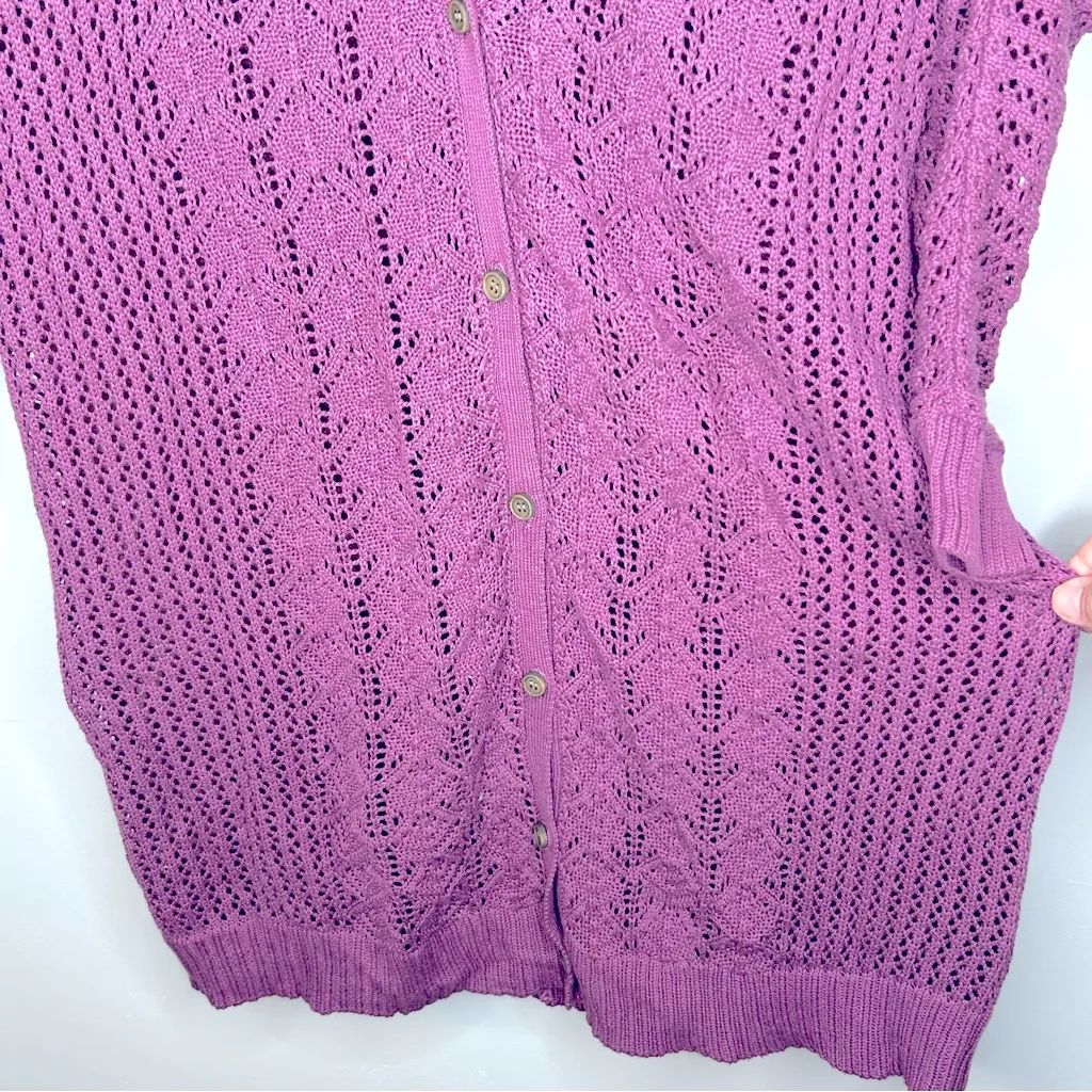 Torrid Purple Pointelle Boyfriend Cardigan Sweater Size Torrid 0 or US L/12 NWT - Image 8