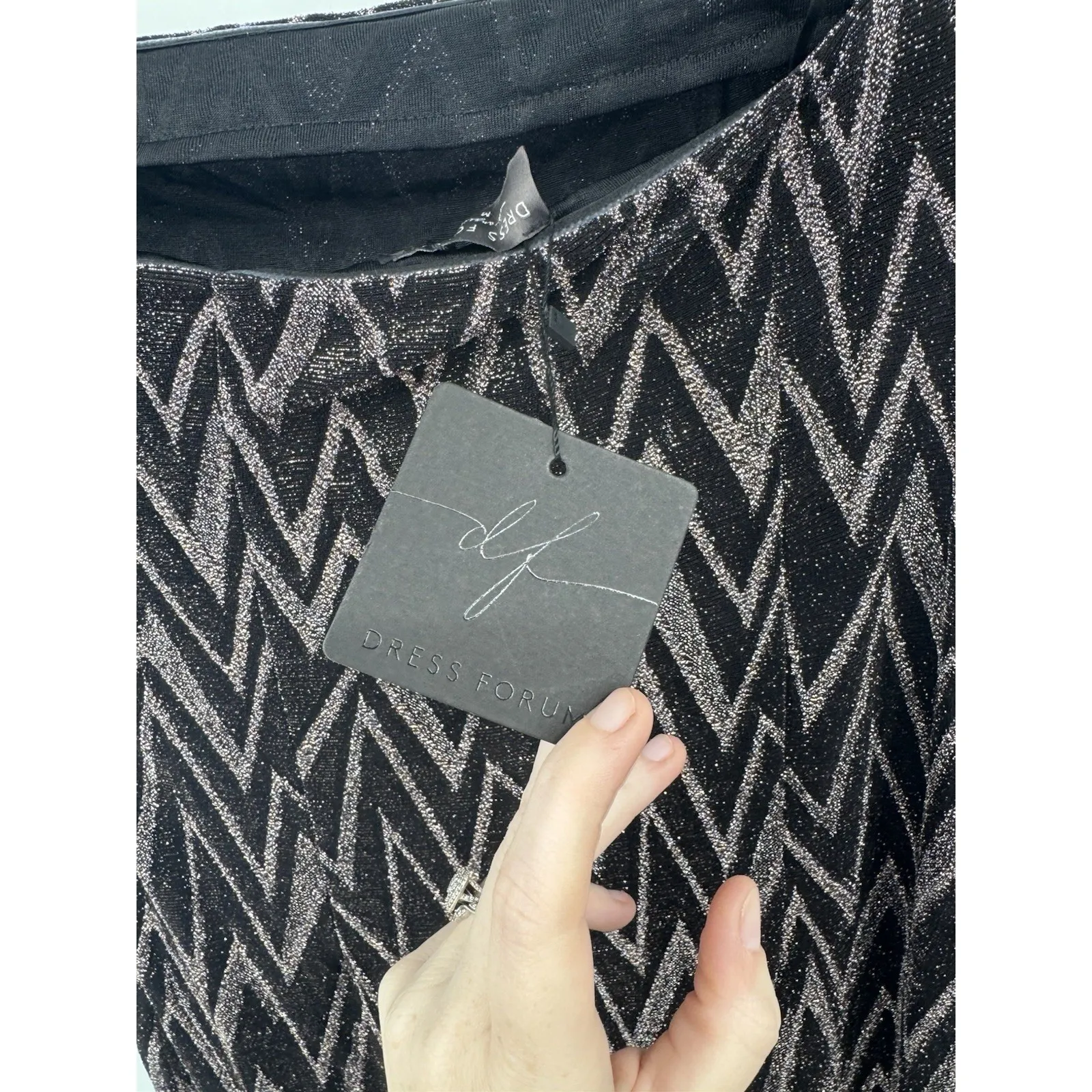 Dress Forum Fringe Western Zig Zag Strapless Midi Dress Women M Black NEW Rodeo - Image 4