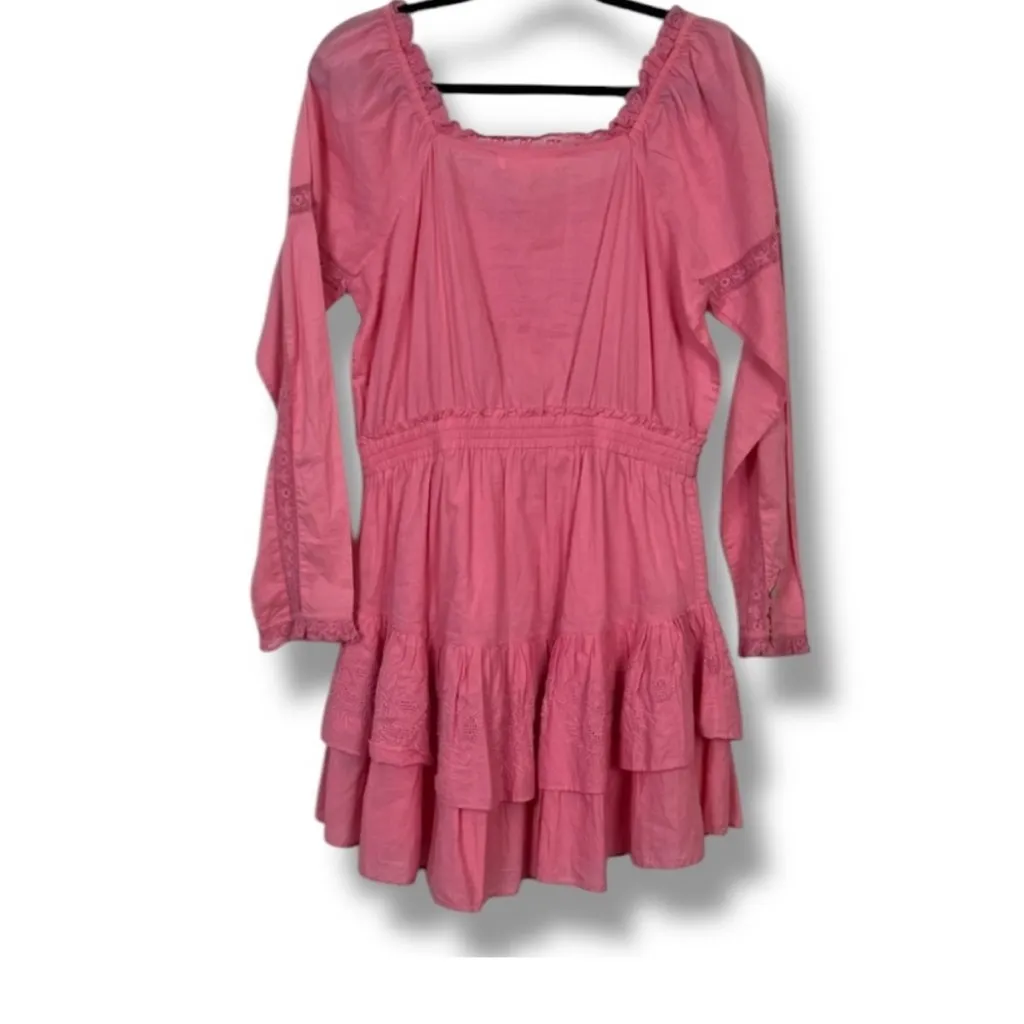Loveshackfancy Pink Sanaya Tiered Lace Long Sleeve‎ Mini Dress XS - Image 9
