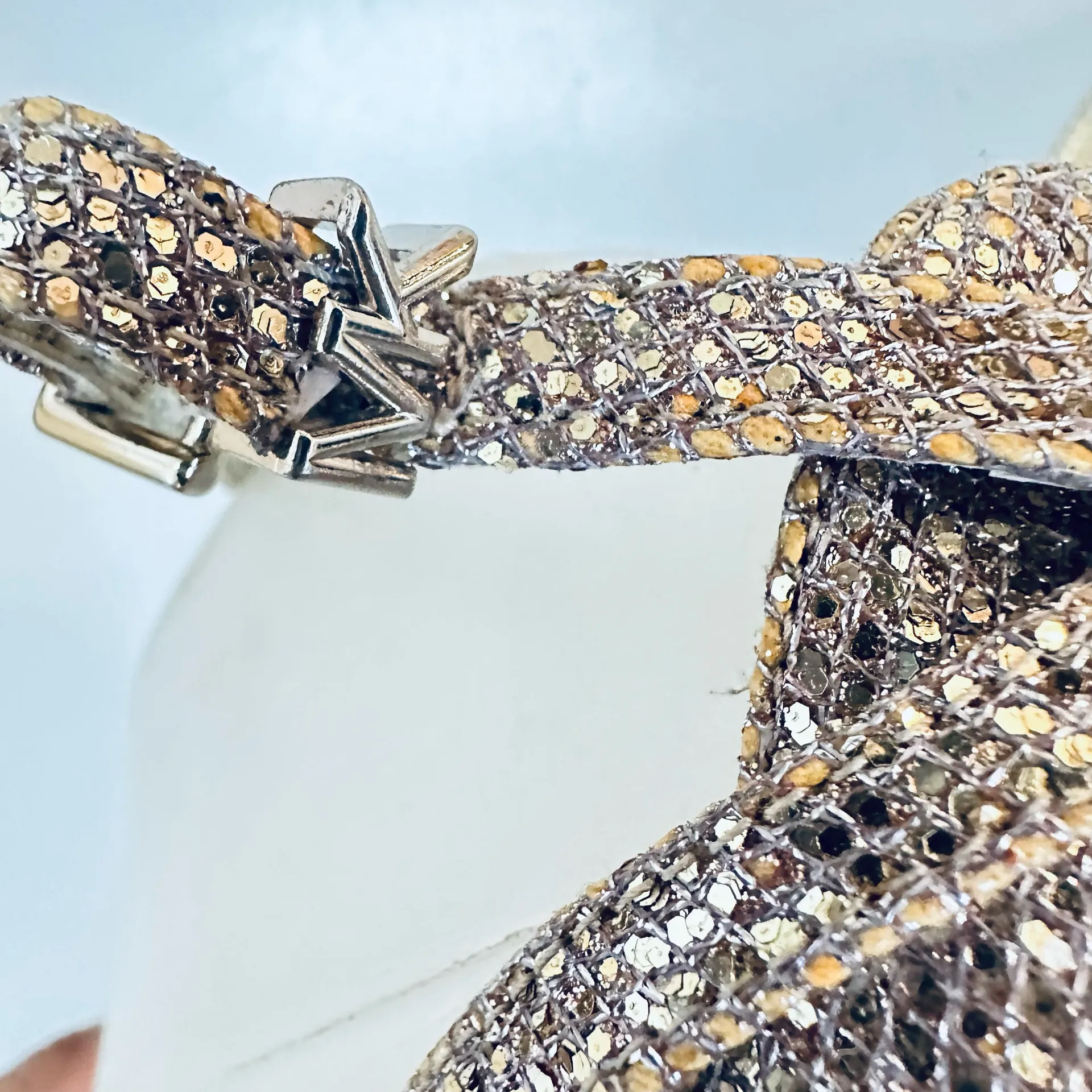 Michael Kors Women's Kimberly Mesh Glitter Sandal, Gold and Sand, 6.5 M - Image 8