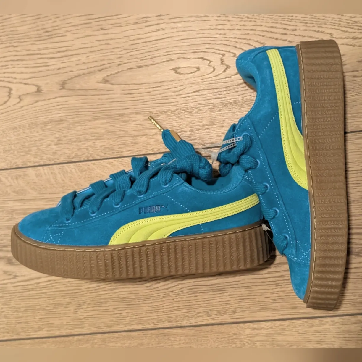 NEW Puma x Fenty US 7 Aqua Yellow Phatty Suede Platform Creepers Sneakers Shoes - Image 7