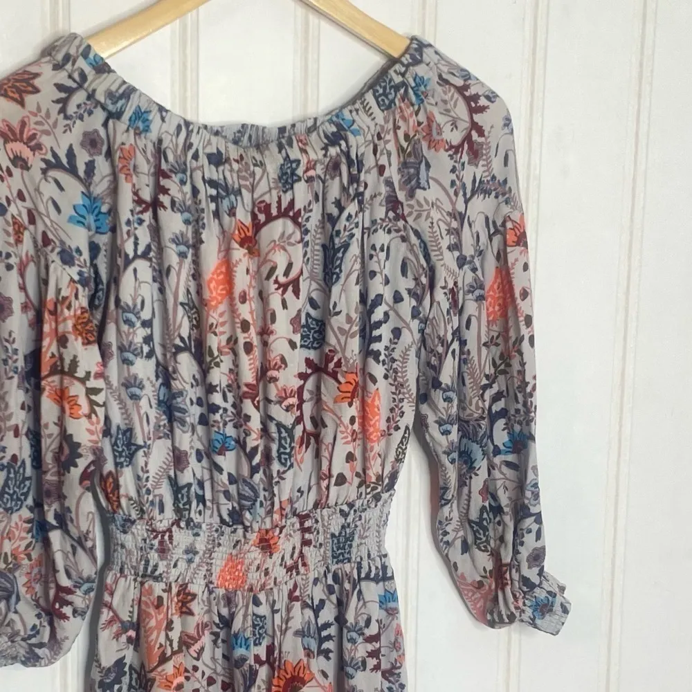 Free People Pretty & Free Grey Floral Long Sleeve Romper -249 - Image 6