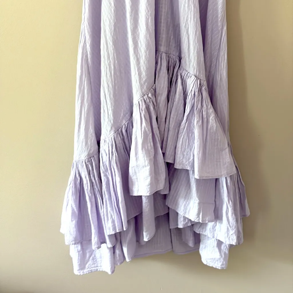 New J. Crew Soft Gauze Cotton Tiered Beach Dress Crinkle Light Purple Size M - Image 5