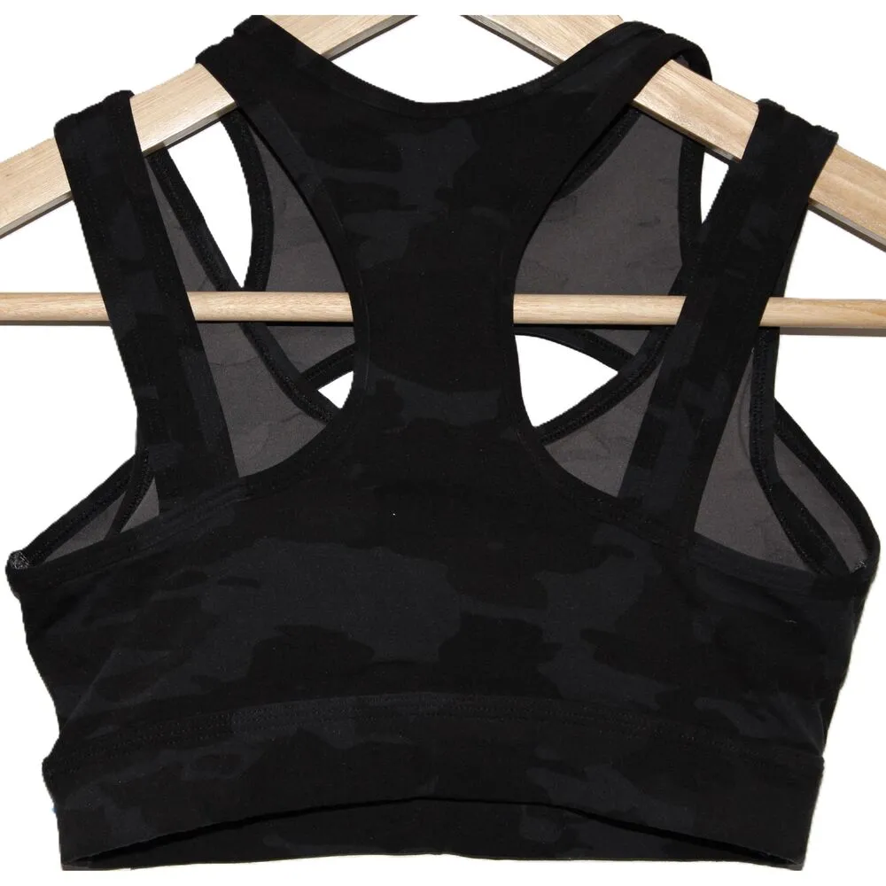 Womens Alphalete Surface Keyhole Sports Bra Black Camo Gray Cutout Back Bra XXS - Image 2