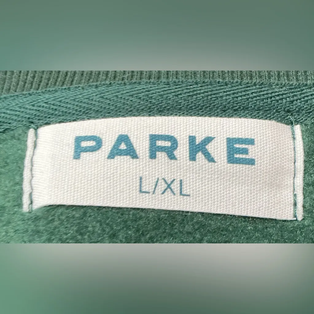 PARKE Varsity Mock Neck Pullover Sweatshirt Forest + Maroon L / XL - Image 4