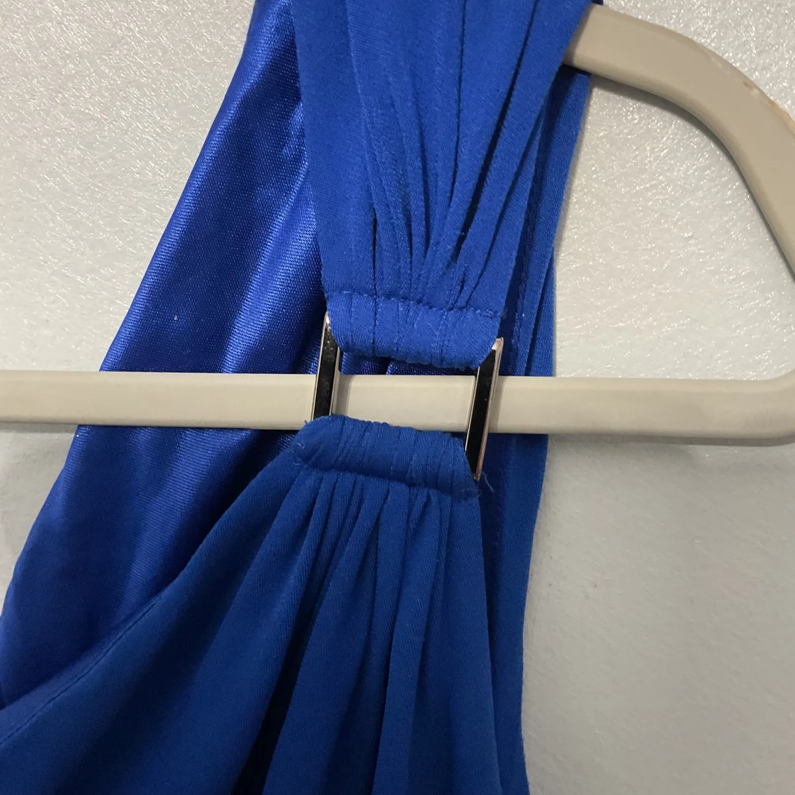 Laundry by Shelli Segal Royal Blue One Shoulder Draped Cocktail Dress Size 7 - Image 4
