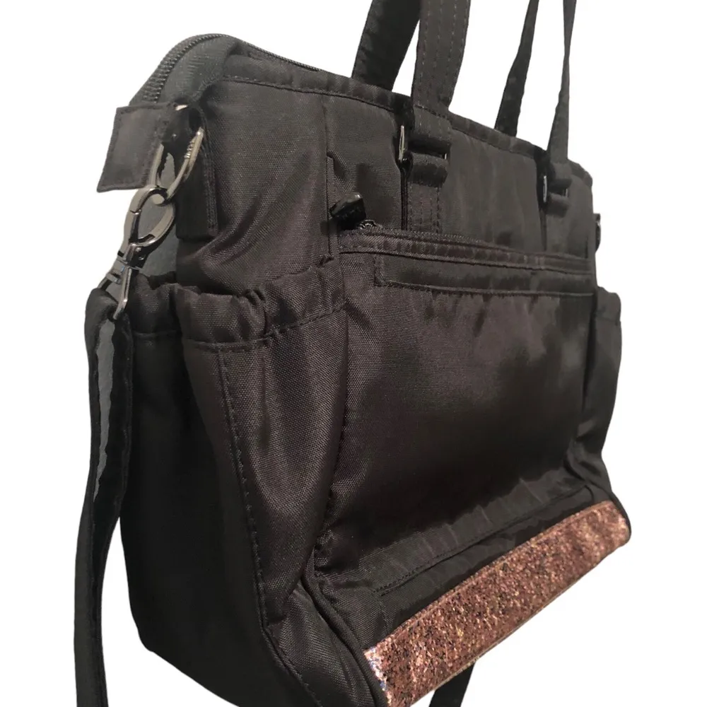 LUG Promenade Nylon Crossbody Bag Black 11X9 Diaper Travel Personal Bag Pockets - Image 9