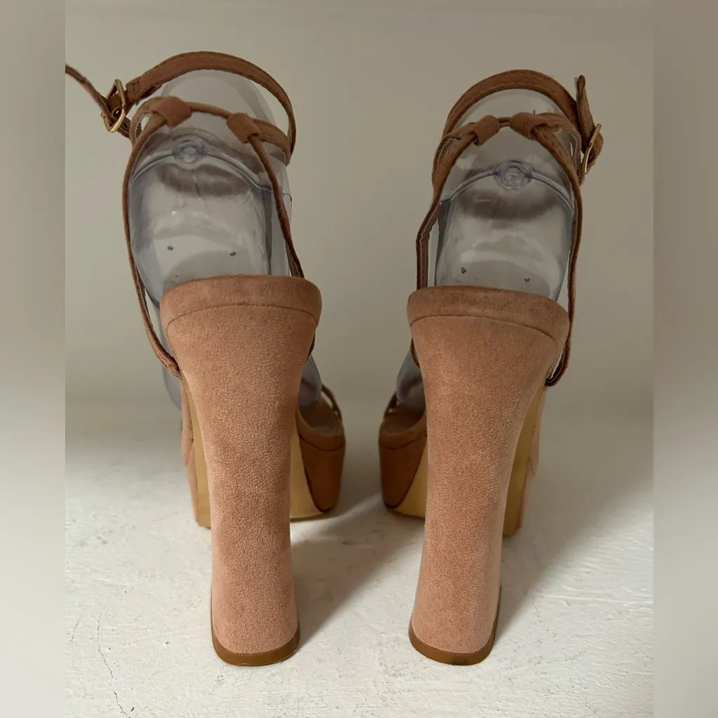 Lulus Elegant Tan Platform Heels LN Size 8 - Image 4