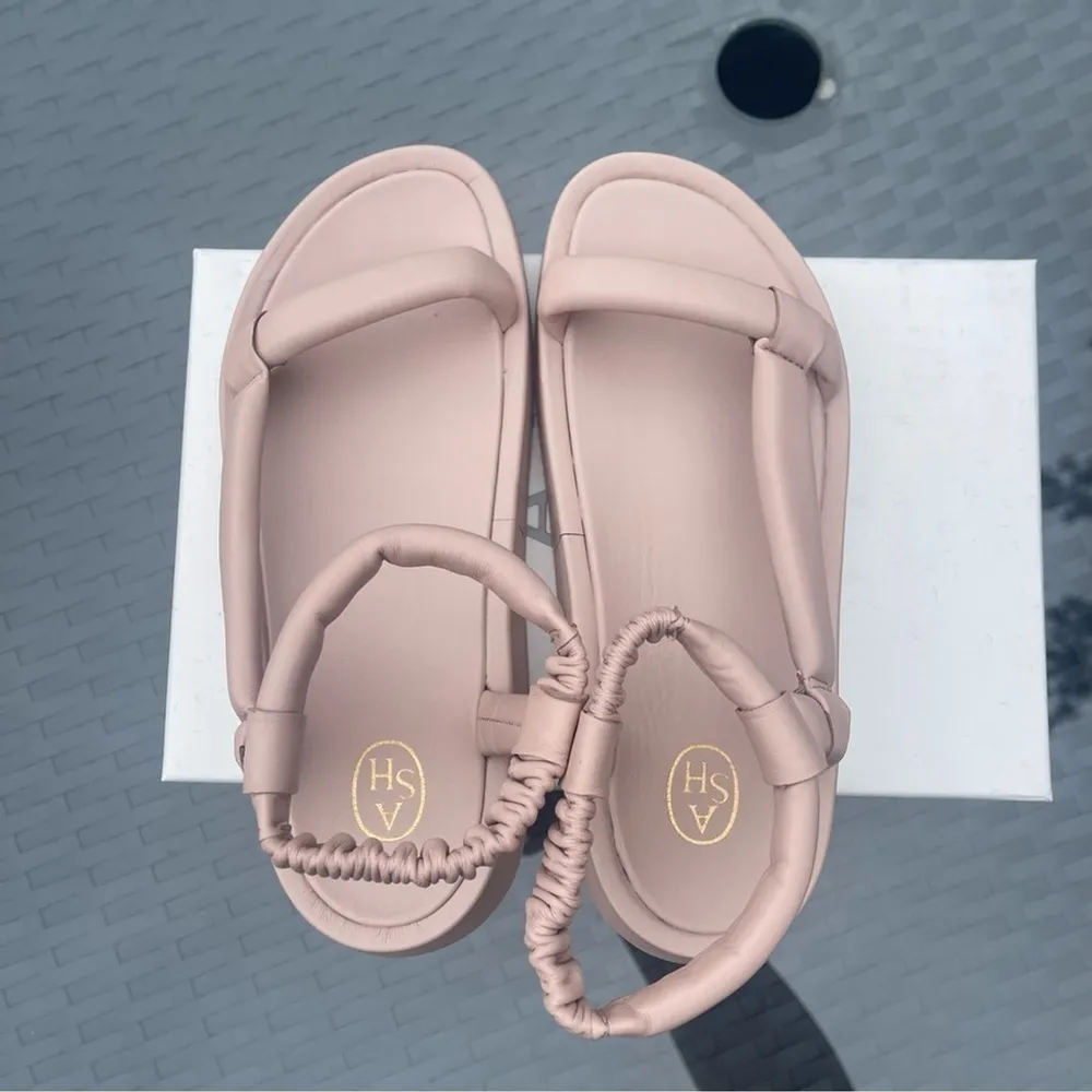 ASH Victoria Womens Leather Quilted Puffy Platform Sandals Blush pink Sz 38 - Image 8