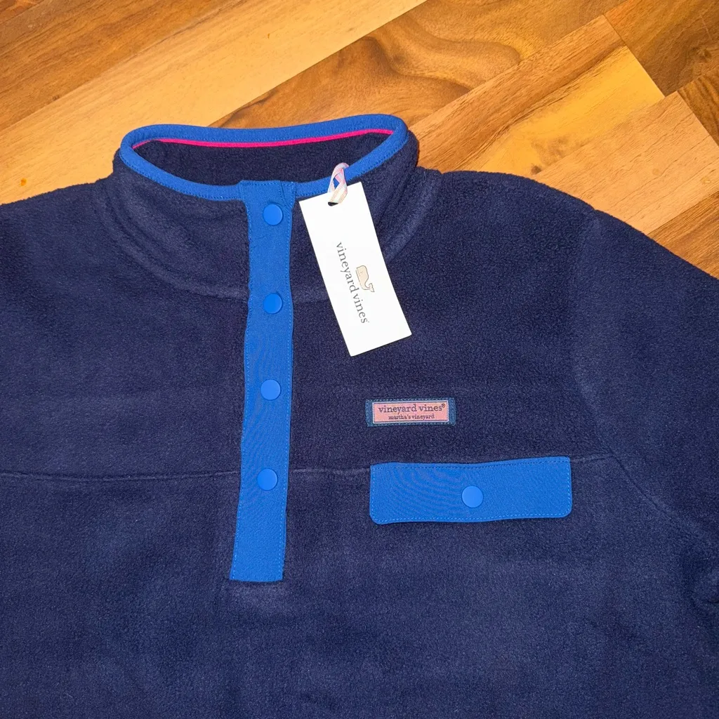 Vineyard vines‎ Harbor fleece nautical, navy XXS NWT 1/4 zip sweatshirt - Image 2