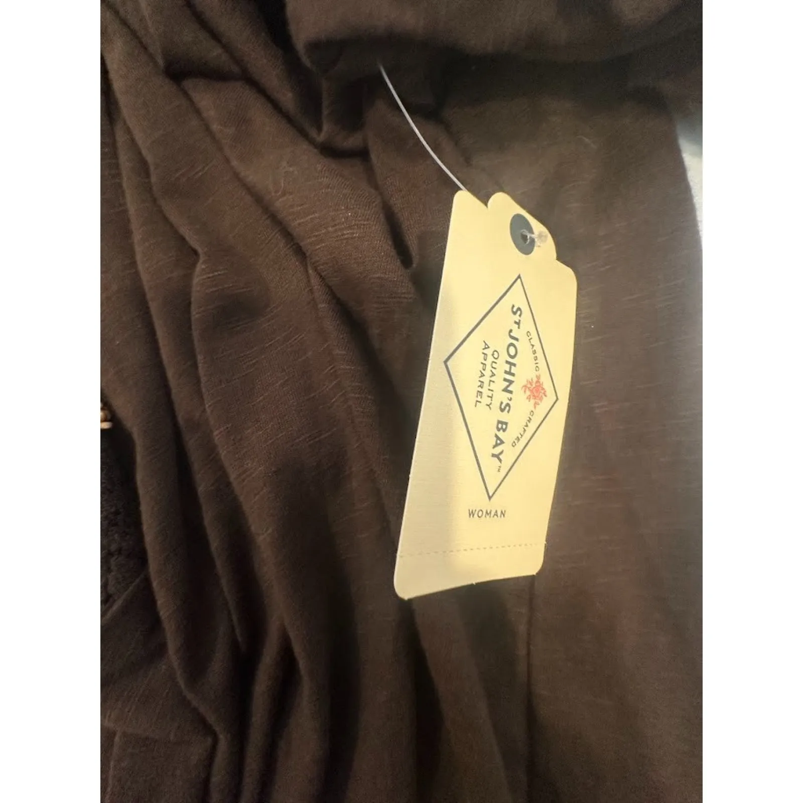 St Johns Bay Top Womens 2X Brown Crochet Lace Beaded Boho Flowy Hippie Earthy - Image 5