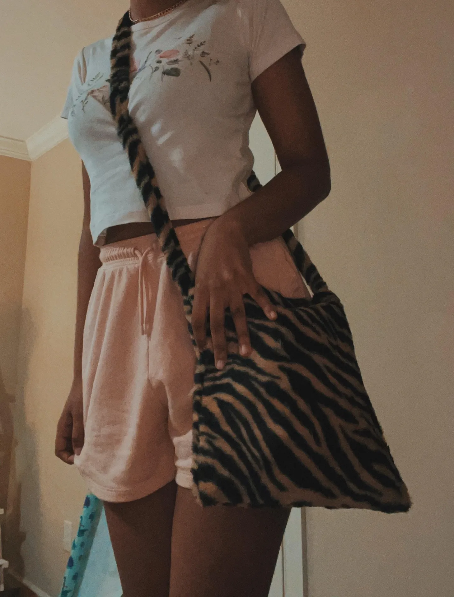 Fuzzy Tote Purse Brown - Image 2