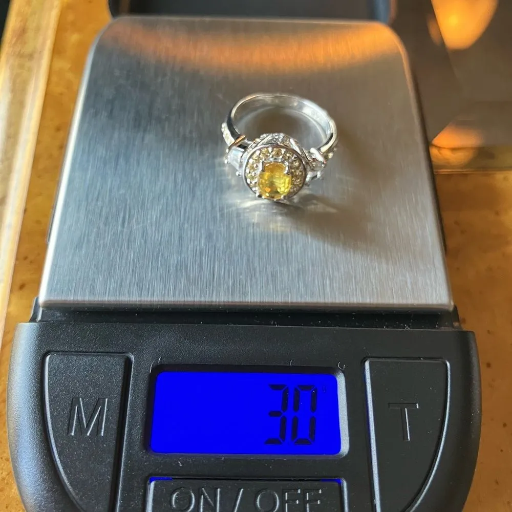 Natural Yellow Sapphire Sterling Silver Ring Size 5 - Image 5