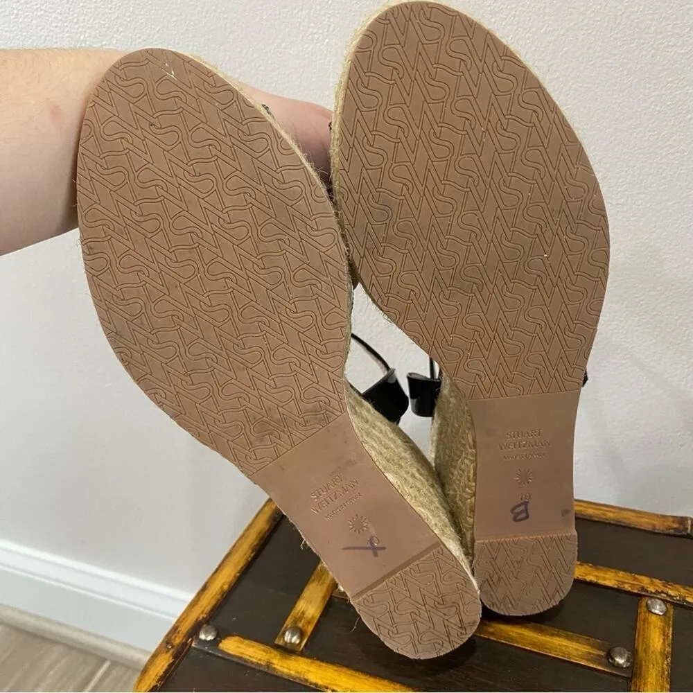 Stuart Weitzman Rosemaire Black Patent Leather Platform Espadrille Wedge Sandal - Image 10