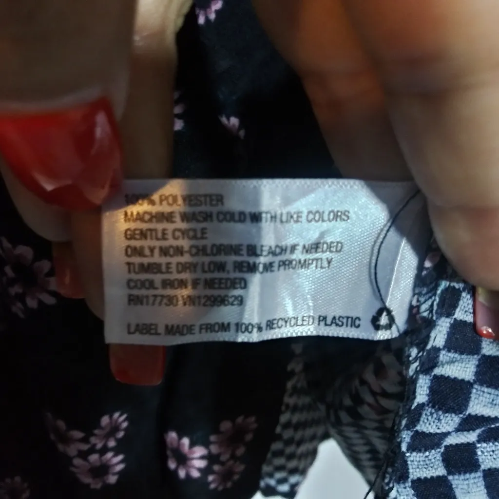 Wild Fable Dark Floral Long Sleeve Tie-Front Muse Dress Size M - Image 7