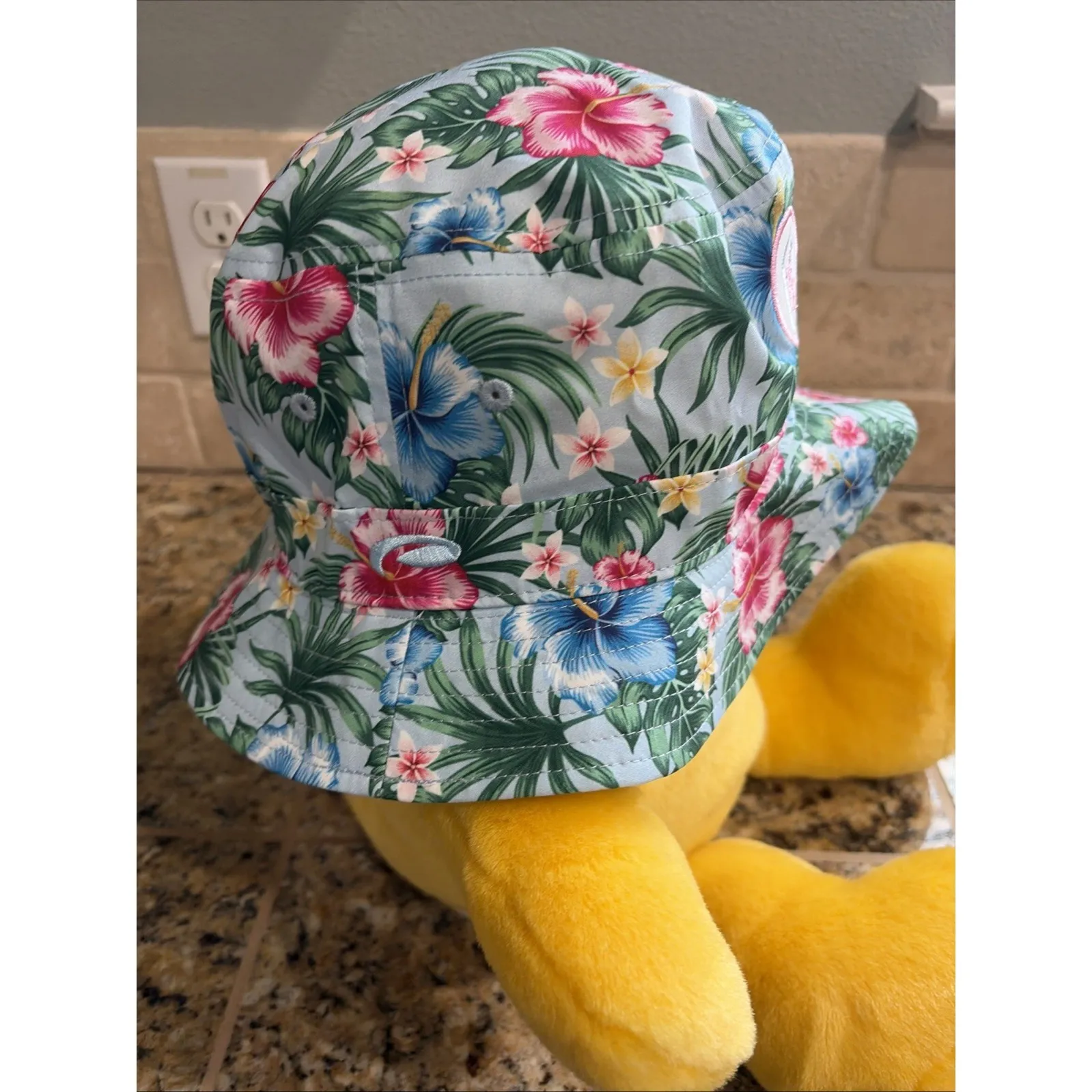 PUKKA Blue Hawaiian Tropical Palm Floral Flower Bucket Hat Accessory Adult S/M - Image 5