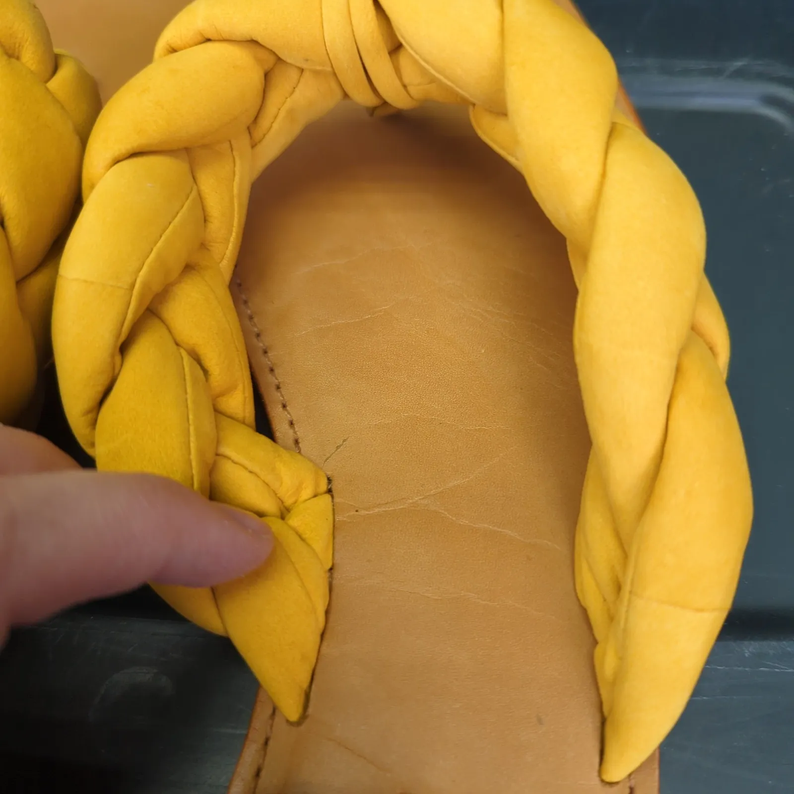 Schutz Cecily Square Flat Thong Sandals Casual Braid Marigold Yellow Women's 10B - Image 7