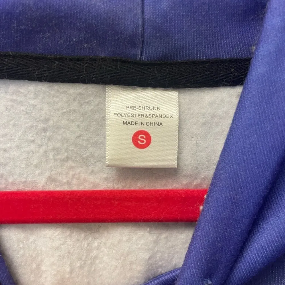 Women's Realistic T Rex Dinosaur Purple Hooded Sweatshirt SZ S - Image 4