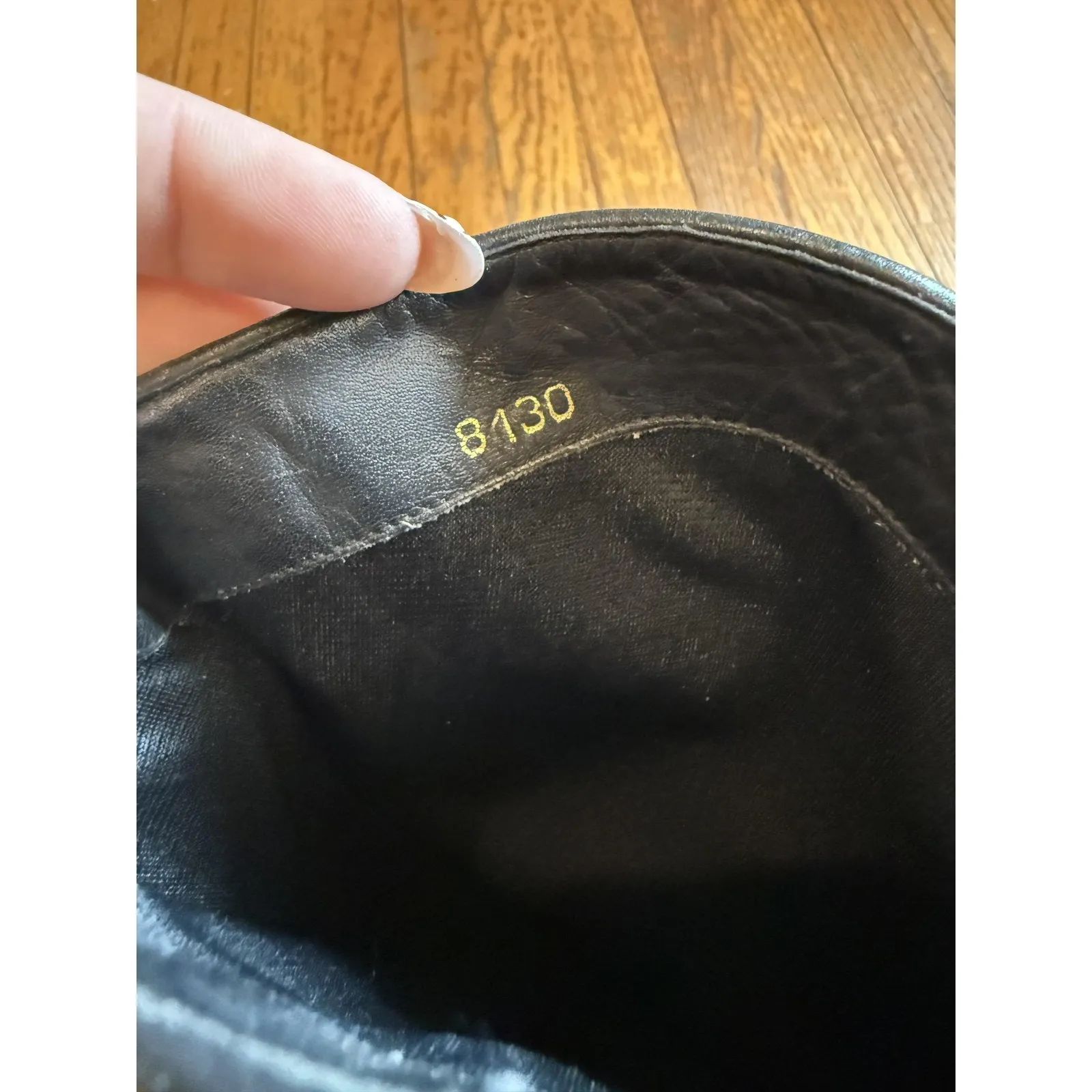 Womens Leather Boots Size 6.5 M Black Knee High Riding Reptile Trim Pointed Toe - Image 5