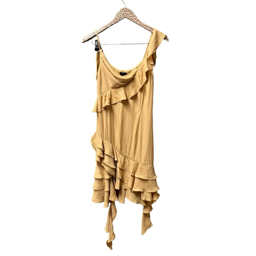NEW NBD Dua Mini Sleeveless Cocktail Dress Tiered Ruffles Nude Medium NWT - Image 4